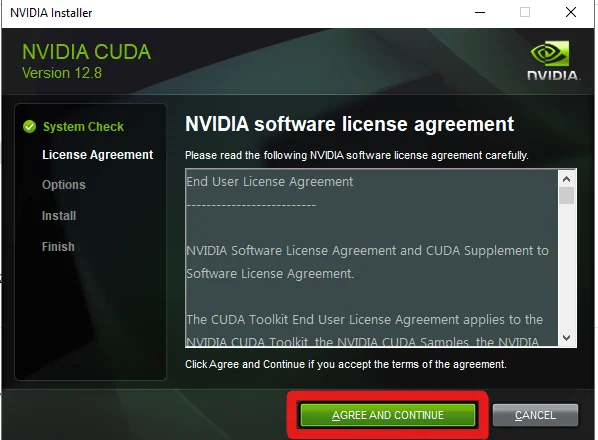 NVIDIA CUDA system Check & License Agreement